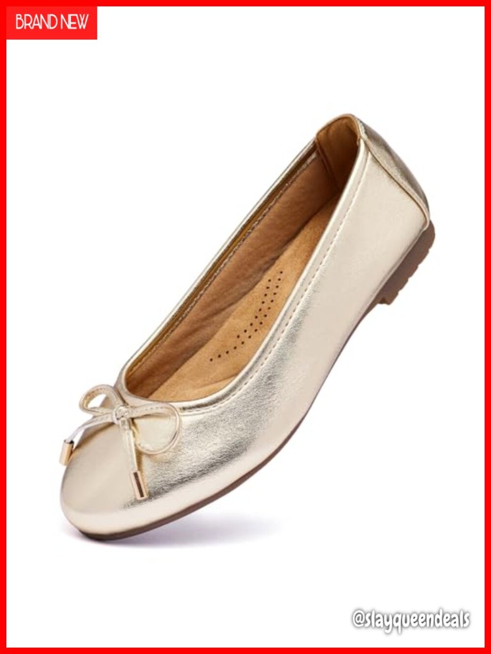 Womens Faux Leather Ballet Bow Flats Round Toe Slip On Dress Work Shoes